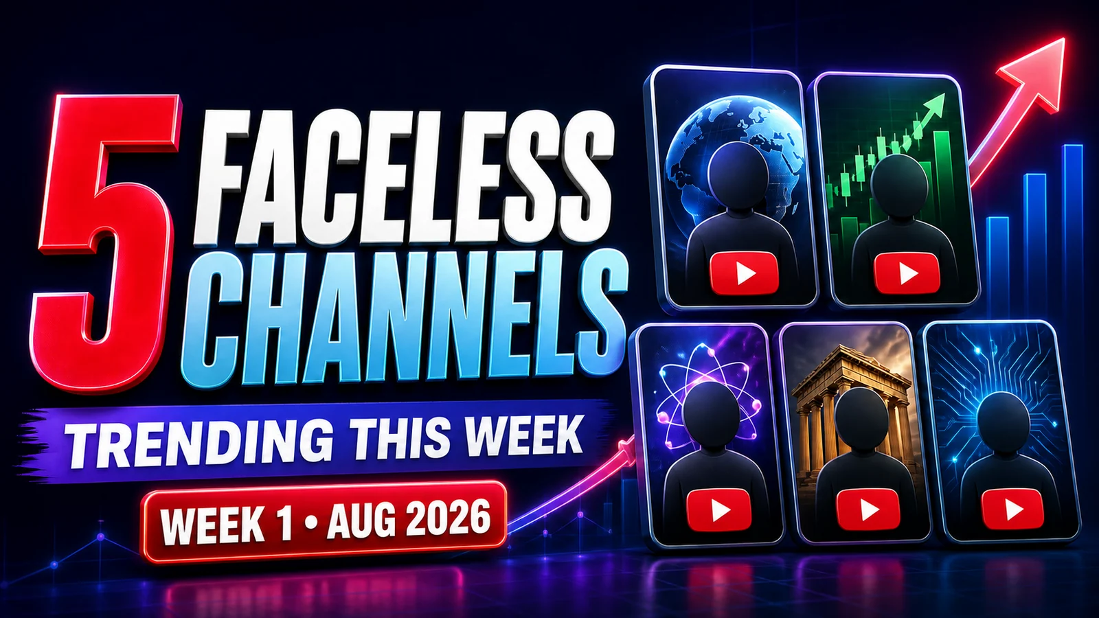 5 faceless YouTube channels trending this week - Week 1, August 2026